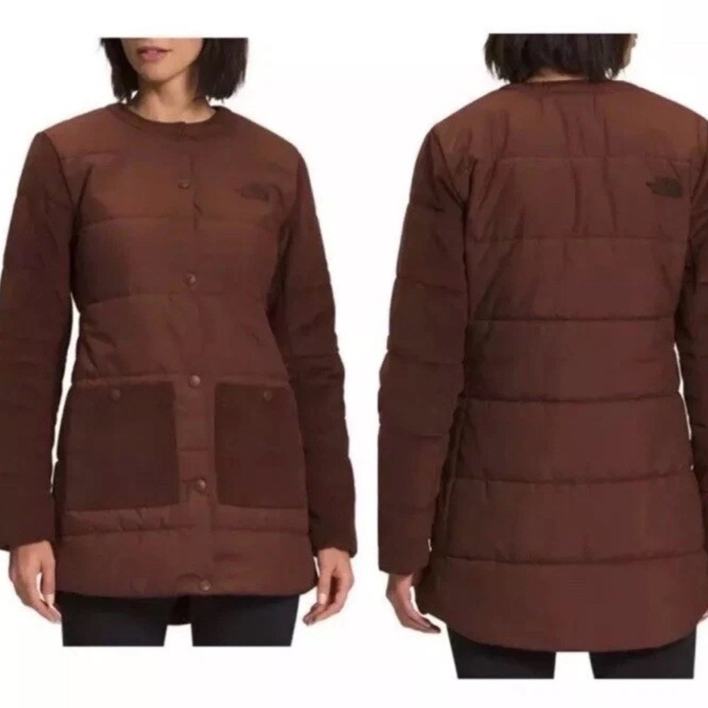 The North face Women's Harway Collarless Brown Midi Puffer Jacket